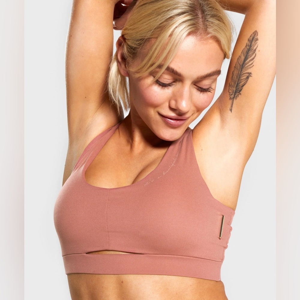 GYMSHARK X Whitney Simmons sport bra in moab mountain brick